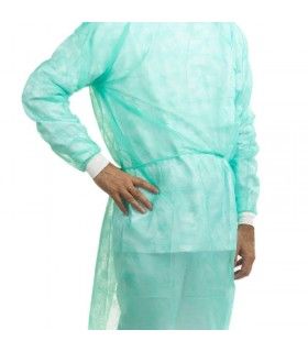 NON-STERILE GOWN W/GREEN TRICOT CUFF 30G (10 UNITS)