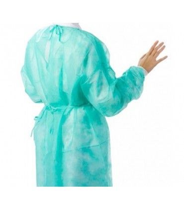 TST NON-STERILE GOWN ELASTIC CUFF 20 G GREEN (10 UNIT)