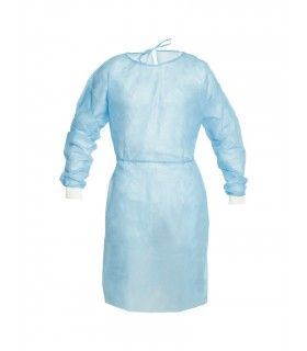 NON-STERILE GOWN W/BLUE TRICOT CUFF 19G (10 UNITS)