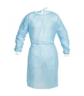 STERILE GOWN WITH LIGHT BLUE TRICOT CUFF 30 GR (1 UNIT)